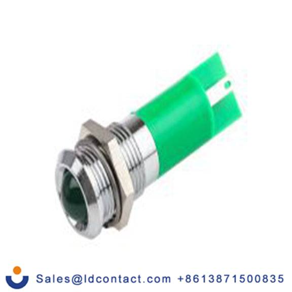 RS PRO 203-997  绿色 面板安装指示器, 2 V dc 焊接片端接, 凸型边框, 银色边框