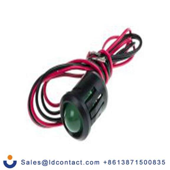 RS PRO 204-423  绿色 面板安装指示器, 24 V dc 导线端接, 凸型边框, 黑色边框