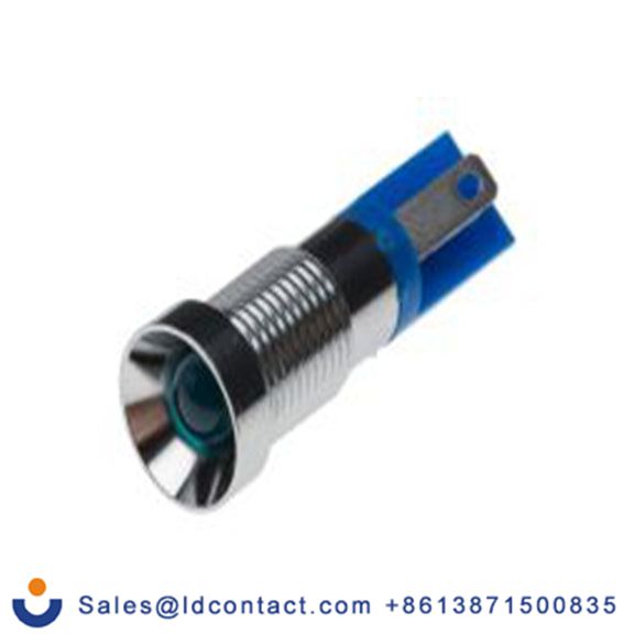 RS PRO 206-104  蓝色 面板安装指示器, 2 V dc 焊接片端接, 凹入式边框, 银色边框