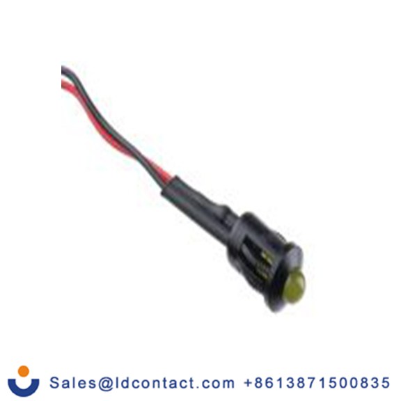 RS PRO 206-463  黄色 面板安装指示器, 24 V dc 导线端接, 凸型边框, 黑色边框
