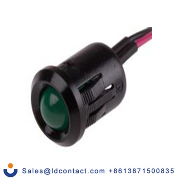 RS PRO 206-514  绿色 面板安装指示器, 2 V dc 导线端接, 凸型边框, 黑色边框