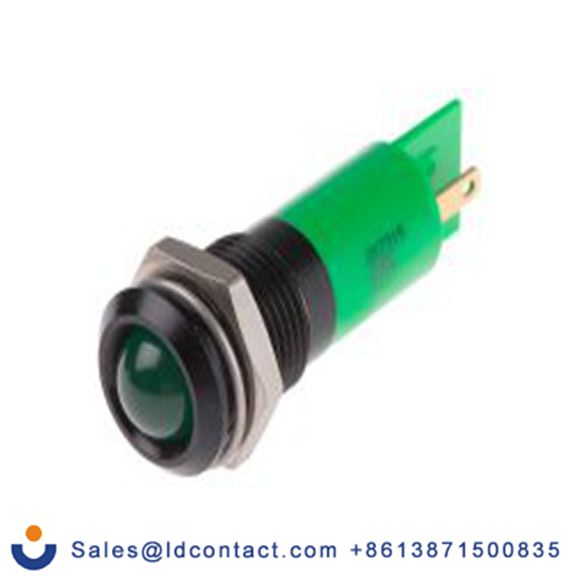 RS PRO 207-315  绿色 面板安装指示器, 2 V dc 焊接片端接, 凸型边框