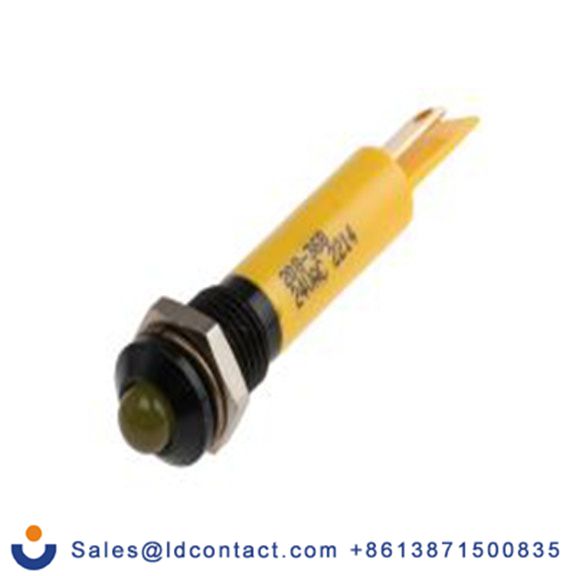 RS PRO 208-368  黄色 面板安装指示器, 24 V ac 焊接片端接, 凸型边框