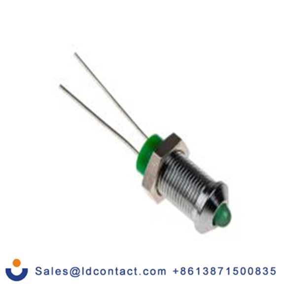 RS PRO 208-598  绿色 面板安装指示器, 2 V dc 引线端接, 凸型边框, 银色边框