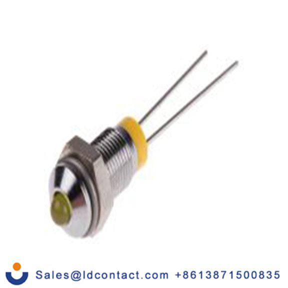 RS PRO 208-605  黄色 面板安装指示器, 2 V dc 引线端接, 凸型边框, 银色边框