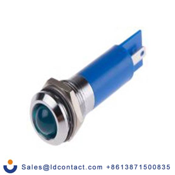 RS PRO 208-734  蓝色 面板安装指示器, 12 V ac/dc 焊接片端接, 凸型边框, 银色边框, IP40