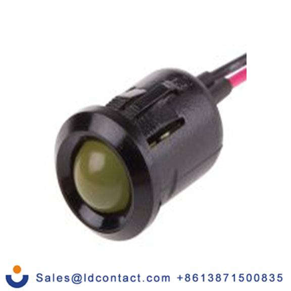 RS PRO 208-914  黄色 面板安装指示器, 2 V dc 导线端接, 凸型边框, 黑色边框