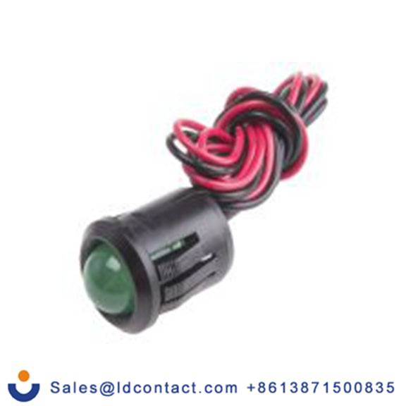 RS PRO 209-125  绿色 面板安装指示器, 2 V dc 导线端接, 凸型边框, 黑色边框