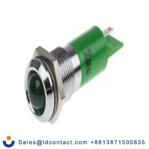 RS PRO 209-872  绿色 面板安装指示器, 24 V dc 焊接片端接, 凸型边框, 银色边框
