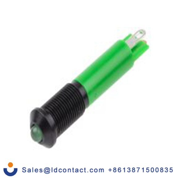 RS PRO 210-333  绿色 面板安装指示器, 24 V dc 焊接片端接, 凸型边框, 黑色边框 面板安装