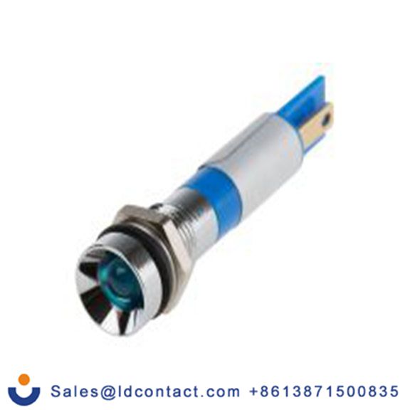 RS PRO 210-361  蓝色 面板安装指示器, 12 V dc 焊接片端接, 凹入式边框, 银色边框
