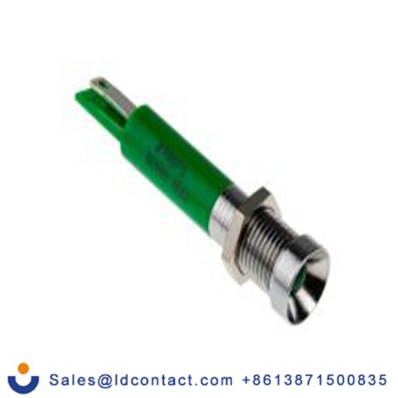 RS PRO 210-973  绿色 面板安装指示器, 12 V dc 焊接片端接, 凹入式边框, 银色边框