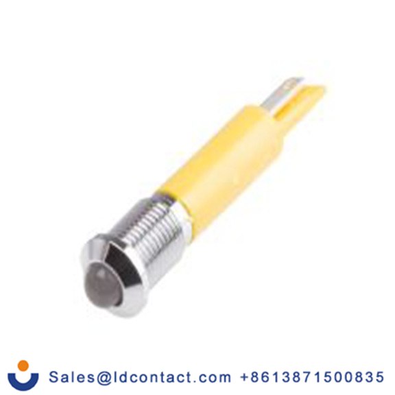 RS PRO 211-500  黄色 面板安装指示器, 12 V 焊接片端接, 凸型边框, 银色边框, IP40