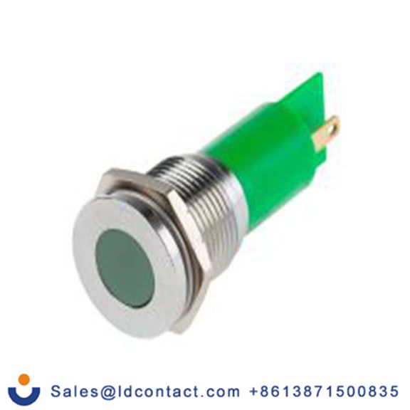 RS PRO 211-774  绿色 面板安装指示器, 24 V ac/dc 焊接片端接, 平齐边框, 银色边框, IP40