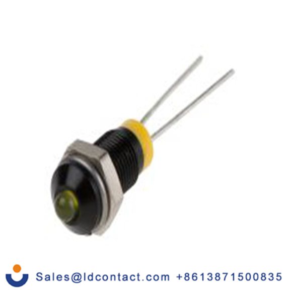 RS PRO 211-796  黄色 面板安装指示器, 2 V dc 引线端接, 凸型边框, 黑色边框 面板安装