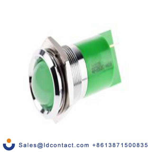 RS PRO 212-238  绿色 面板安装指示器, 48 V dc, 65 V dc, 凸型边框, 银色边框