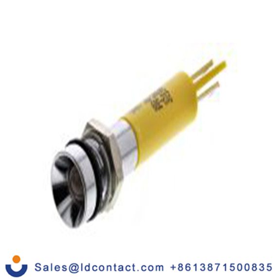 RS PRO 212-389  黄色 面板安装指示器 焊接片端接, 凹入式边框, 银色边框, IP40