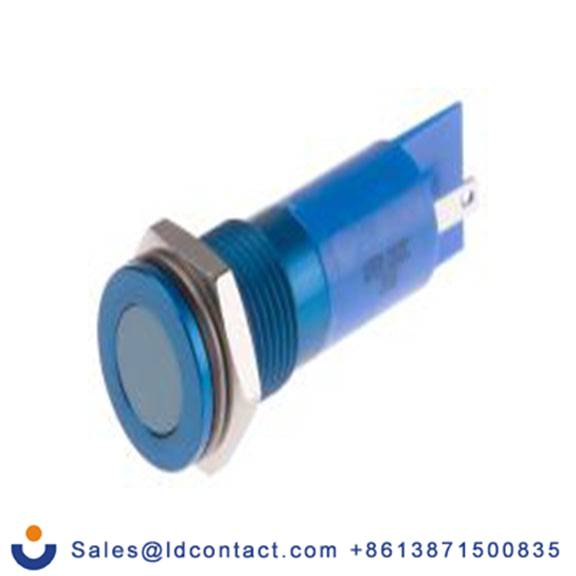 RS PRO 111-6565  蓝色 面板安装指示器, 12 V dc 焊片端接, 平齐边框, 蓝色边框, IP40