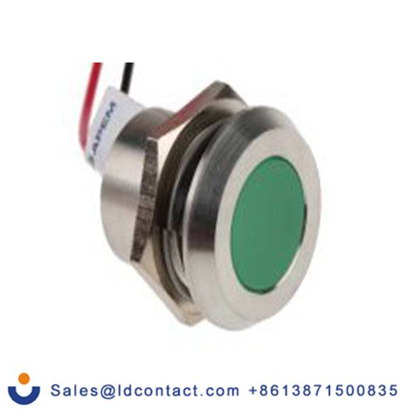 RS PRO 123-2428  绿色 面板安装指示器, 24 V dc 导线端接, 平齐边框, IP40