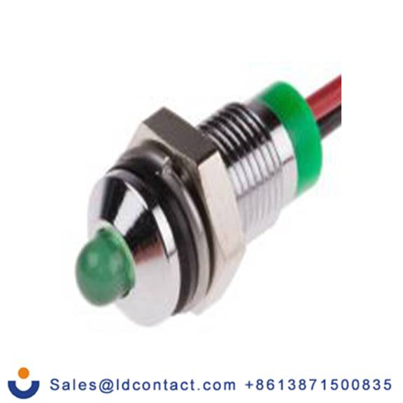 RS PRO 722-7675  绿色 面板安装指示器, 2 V dc 导线端接, 凸型边框, 银色边框, IP40
