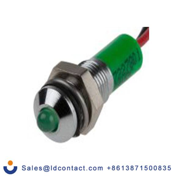 RS PRO 722-7801  绿色 面板安装指示器, 24 V dc 导线端接, 凸型边框, 银色边框, IP40