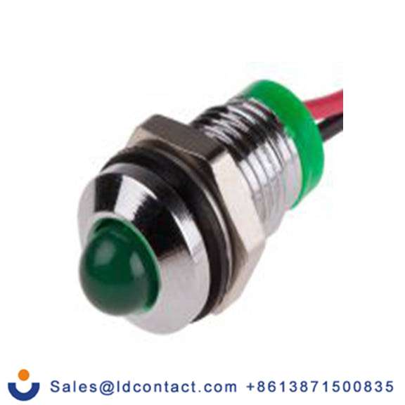 RS PRO 723-9325  绿色 面板安装指示器, 2 V dc 导线端接, 凸型边框, 银色边框, IP40