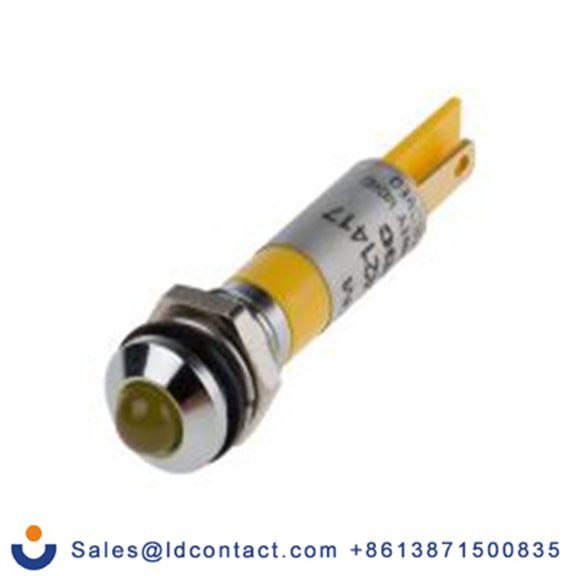 RS PRO 838-5551  黄色 面板安装指示器, 24 V dc 焊片端接, 凸型边框, 银色边框, IP40