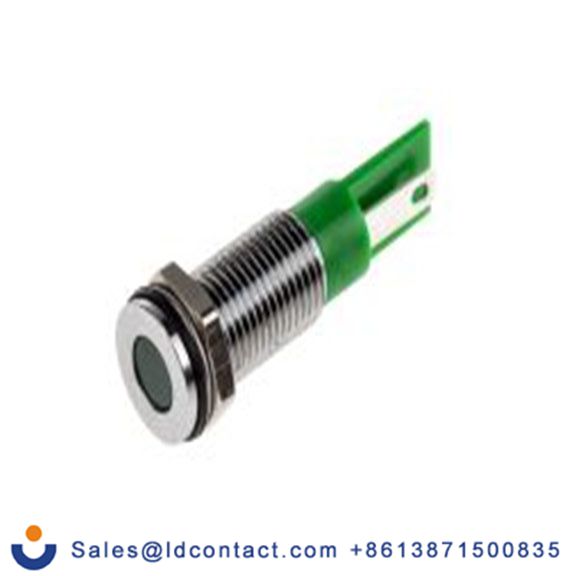 RS PRO 913-2670  绿色 面板安装指示器, 6 V dc 焊片端接, 平齐边框, 银色边框 面板安装, IP40
