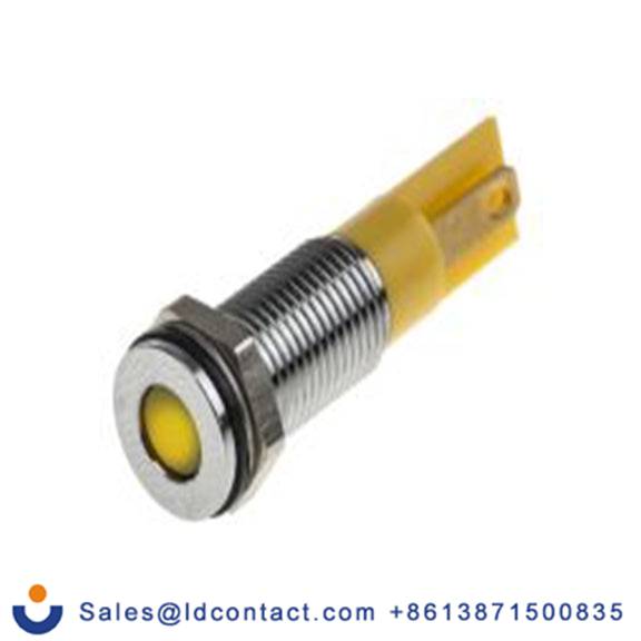 RS PRO 913-2689  黄色 面板安装指示器, 6 V dc 焊片端接, 平齐边框, 银色边框, IP40