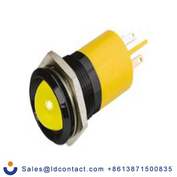 RS PRO 208-037  黄色 面板安装指示器, 110 V ac 焊接片端接, 凸型边框, IP40