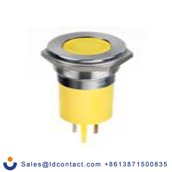 RS PRO 124-6408  黄色 面板安装指示器, 24 V dc 焊片端接, 平齐边框, 银色边框, IP40