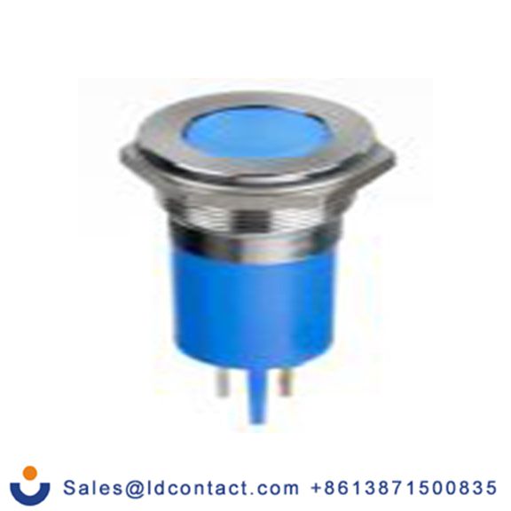 RS PRO 124-6413  蓝色 面板安装指示器, 12 V dc 焊片端接, 平齐边框, 银色边框, IP40