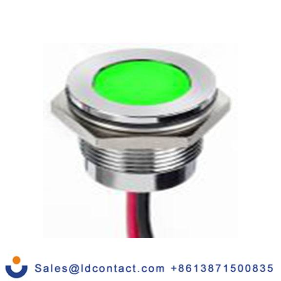 RS PRO 130-1096  绿色 面板安装指示器, 1.8 V dc, 3.3 V dc 导线端接, 平齐边框, 银色边框, IP40