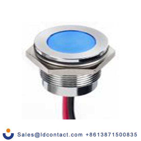 RS PRO 130-1098  蓝色 面板安装指示器, 1.8 V dc, 3.3 V dc 导线端接, 平齐边框, 银色边框, IP40