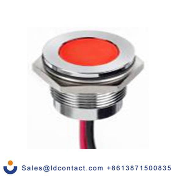 RS PRO 130-1100  红色 面板安装指示器, 12 V dc 导线端接, 平齐边框, 银色边框, IP40