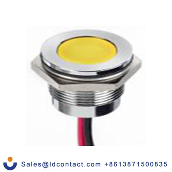 RS PRO 130-1102  黄色 面板安装指示器, 12 V dc 导线端接, 平齐边框, 银色边框, IP40