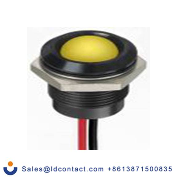 RS PRO 130-2270  黄色 面板安装指示器, 1.8 V dc, 3.3 V dc 导线端接, 凸型边框, IP40