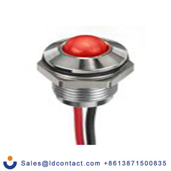 RS PRO 132-9098  红色 面板安装指示器, 1.8 V dc, 3.3 V dc 导线端接, 凸型边框, 银色边框, IP40