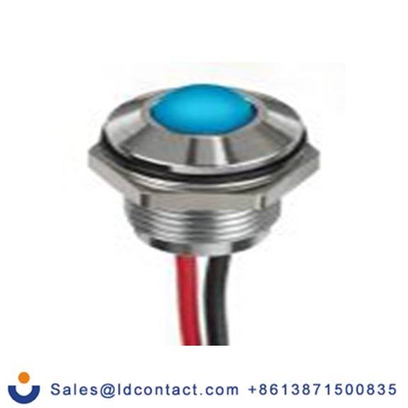 RS PRO 132-9101  蓝色 面板安装指示器, 1.8 V dc, 3.3 V dc 导线端接, 凸型边框, 银色边框, IP40