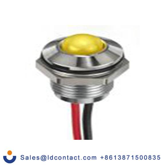 RS PRO 132-9105  黄色 面板安装指示器, 12 V dc 导线端接, 凸型边框, 银色边框, IP40