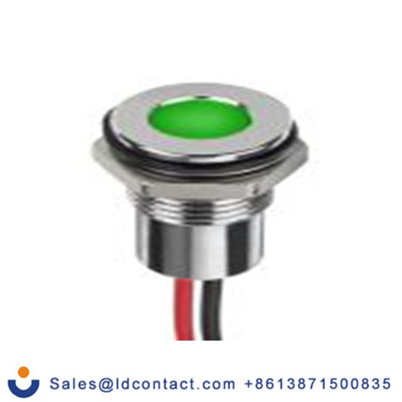 RS PRO 132-9114  绿色 面板安装指示器, 1.8 V dc, 3.3 V dc 导线端接, 平齐边框, 银色边框, IP40
