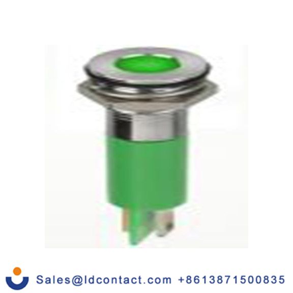 RS PRO 134-5535  绿色 面板安装指示器, 2 V dc 焊片端接, 平齐边框, 银色边框, IP40