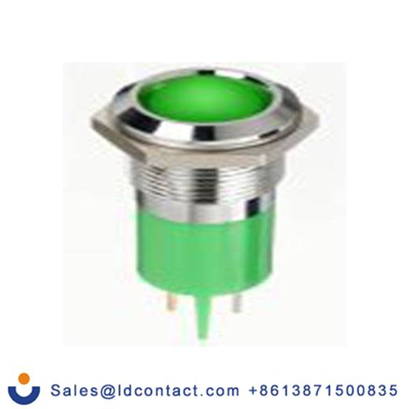 RS PRO 134-5538  绿色 面板安装指示器, 2 V dc 焊片端接, 凸型边框, 银色边框, IP40