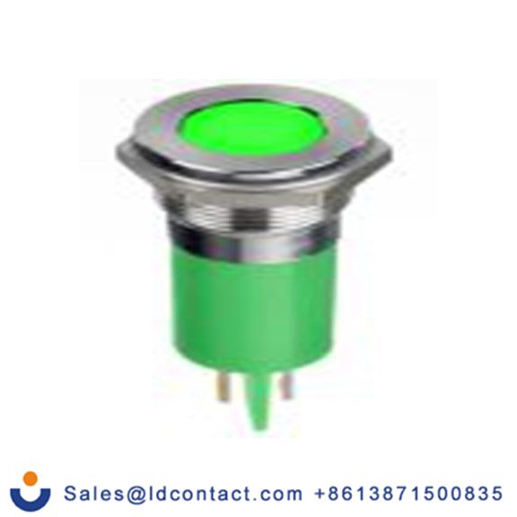 RS PRO 134-5553  绿色 面板安装指示器, 24 V dc 焊片端接, 平齐边框, 银色边框, IP40