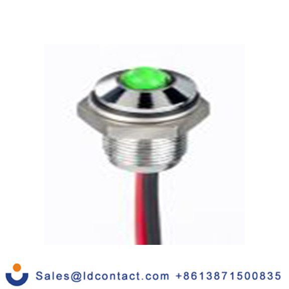 RS PRO 171-3749  绿色 面板安装指示器, 1.8 V dc, 3.3 V dc 导线端接, 凸型边框, 银色边框, IP40