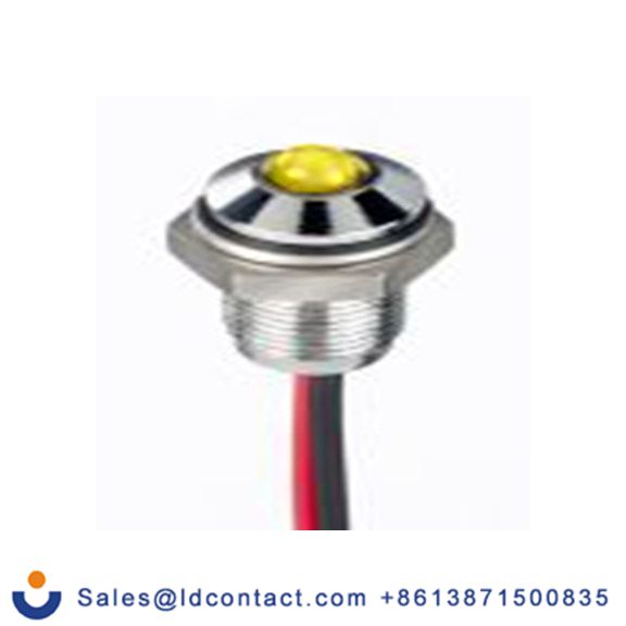 RS PRO 171-3750  黄色 面板安装指示器, 1.8 V dc, 3.3 V dc 导线端接, 凸型边框, 银色边框, IP40