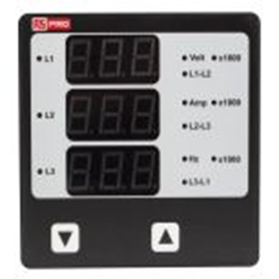 RS PRO,136-5378,数字面板多功能仪表, LED, 测量电压, 小时, 频率, 转速, 电流, 3位数字 92 mm宽 92 mm高, 55 mm深, AP05系列