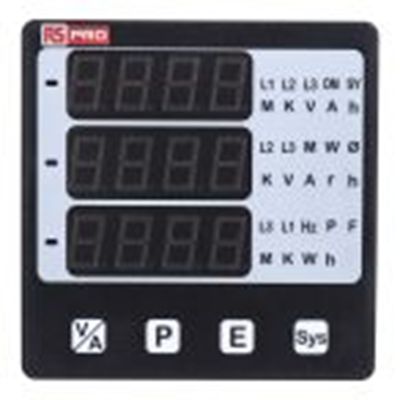 RS PRO,136-5383,数字面板多功能仪表, LED, 测量频率, 交流电压, 能耗, 功率, 交流电流, 有源, 4位数字 92 mm宽 92 mm高, 55 mm深, Alpha 2系列