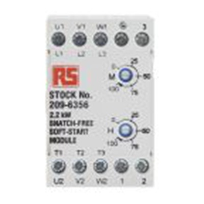 RS PRO,209-6356,软启动器, 3相, 2.2 kW, 400 V 交流, 5.5 A, IP20, 120mm x 45mm x 75mm