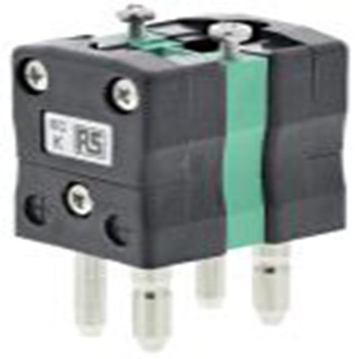 RS PRO,236-4069,标准双工热电偶插头连接器 插头, 用于K 型热电偶, Φ6mm探头, 最高220°C, 绿色